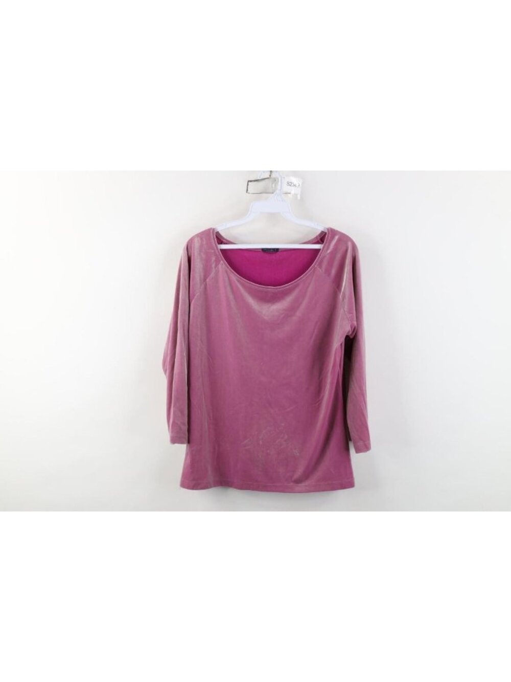 Vtg 90s Y2K Gap Womens Large Babydoll Stretch Velour Long Sleeve T-Shirt Pink